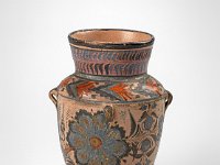 Ame Ker 226  Ame Ker 226, Mexiko, Bundesstaat Jalisco, Guadalajara/Tonalá, 19. Jahrhundert, Vase, Ton, Gold, Silber, H 18,1 cm, Dm Mündung 8,8 cm : Museumsfoto: Claus Cordes, Bestandskatalog Ethnologie